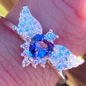 100% REAL STERLING SILVER (925 marked)  W/Plum colored 2mm Cubic Zirconia 7 1/2